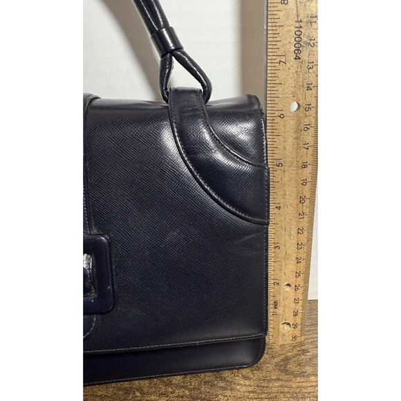 Vintage Bienen Davis Navy Accordian Style Handbag - Picture 16 of 16